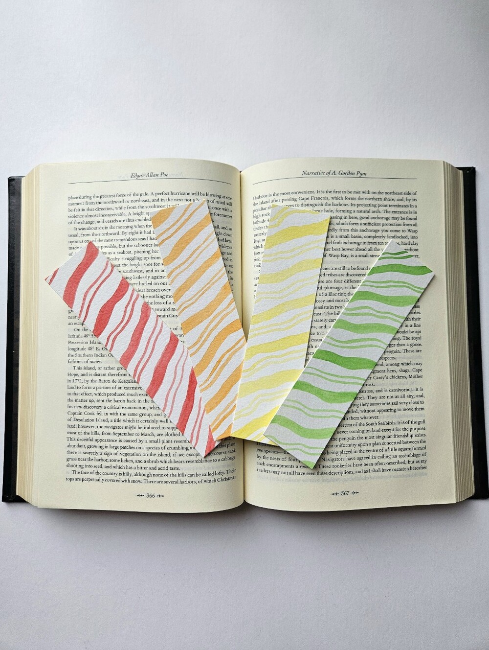 4pc Handmade Fruit Stripe Bookmarks | Zebra Stripe Gum Inspired Watercolor